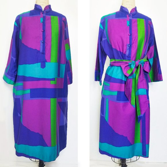 Catherine Ogust Dresses & Skirts - Catherine Ogust Womens Penthouse Gallery Dress Vintage 70s Mod Color Block L/XL